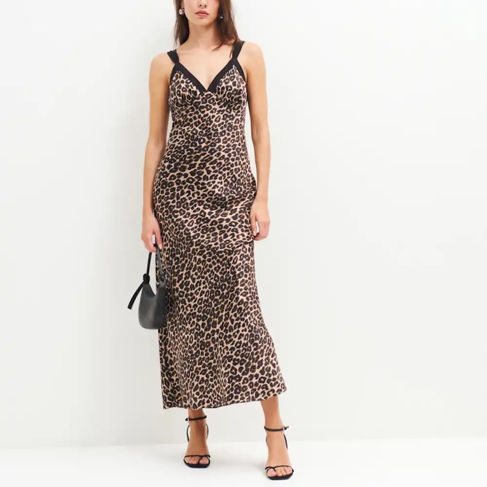 Reformation Neola Silk Dress Brown - Size M